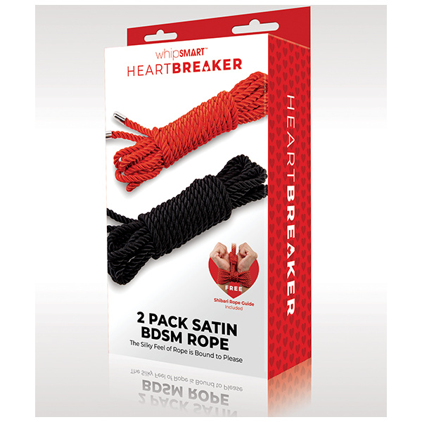 WhipSmart Heartbreaker Satin BDSM Rope - Black-Red Set of 2