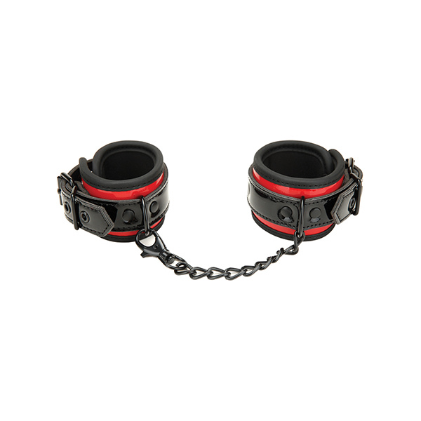 WhipSmart Heartbreaker Deluxe Buckle Love Cuffs - Black-Red - Image 2