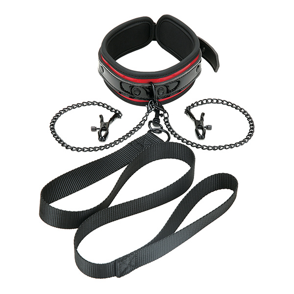 WhipSmart Heartbreaker Collar & Leash Set - Black-Red - Image 2