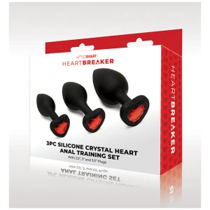 WhipSmart Heartbreaker 3 pc Crystal Heart Anal Training Set - Black-Red