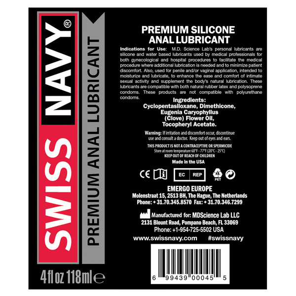 Swiss Navy Silicone Based Anal Lubricant - 4 oz - Image 2