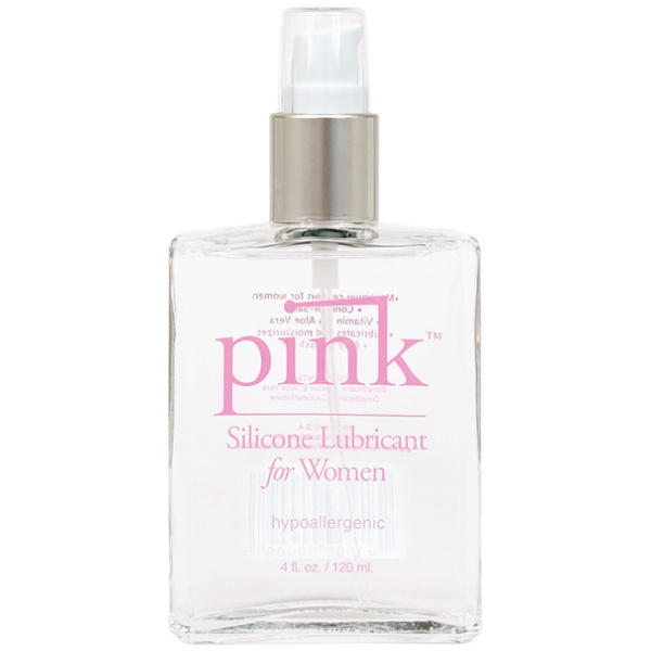 Pink Silicone Lube - 4 oz Glass Bottle