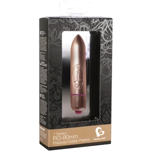 Rocks Off Precious Golden Passion Colored RO-80 mm Bullet - 7 Speed Gold
