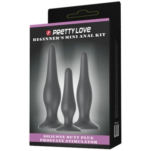 Pretty Love Beginner's Mini Anal Kit - Black Set of 3