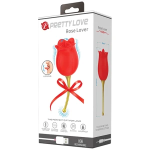 Pretty Love Licking Rose Lover Dual Ended Vibrator - Rose