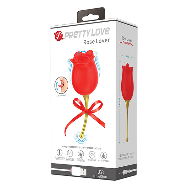 Pretty Love Licking Rose Lover Dual Ended Vibrator - Rose