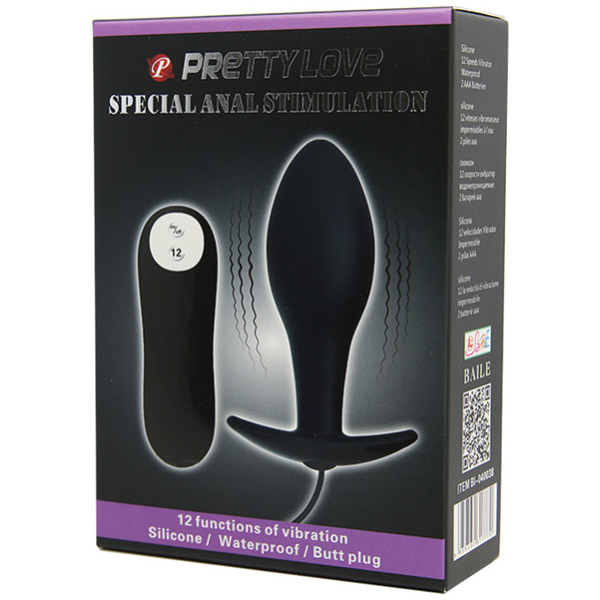 Pretty Love Vibrating Bulb Shaped Butt Plug - Black