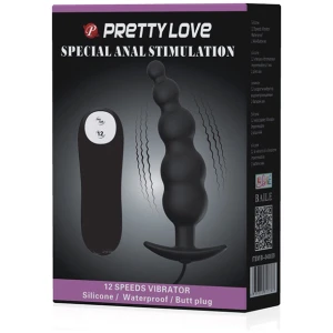 Pretty Love Vibrating Bead Shaped Butt Plug - Black