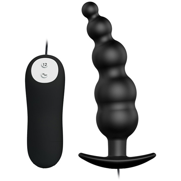 Pretty Love Vibrating Bead Shaped Butt Plug - Black - Image 2