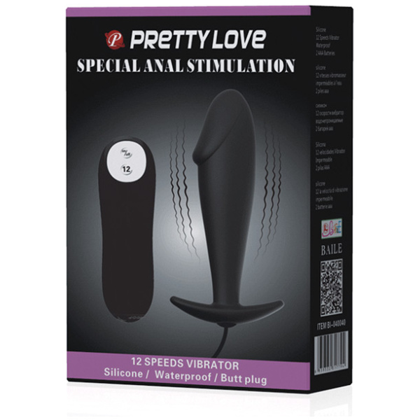 Pretty Love Vibrating Penis Shaped Butt Plug - Black