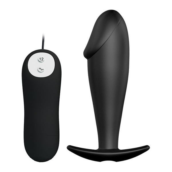 Pretty Love Vibrating Penis Shaped Butt Plug - Black - Image 2