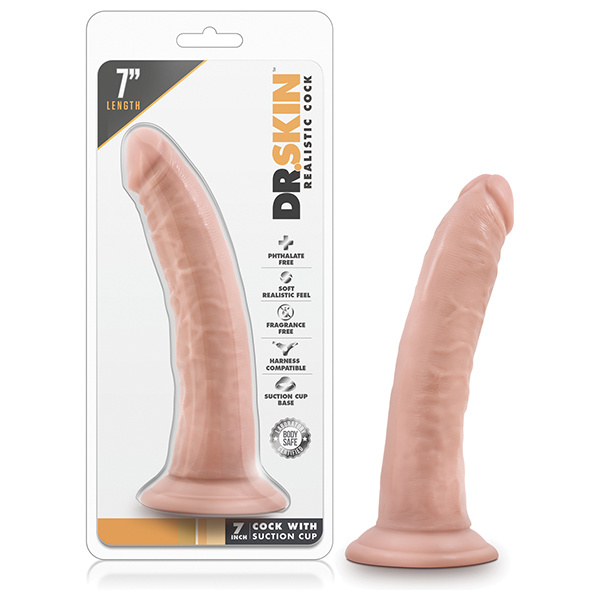 Blush Dr. Skin 7" Cock w-Suction Cup - Vanilla