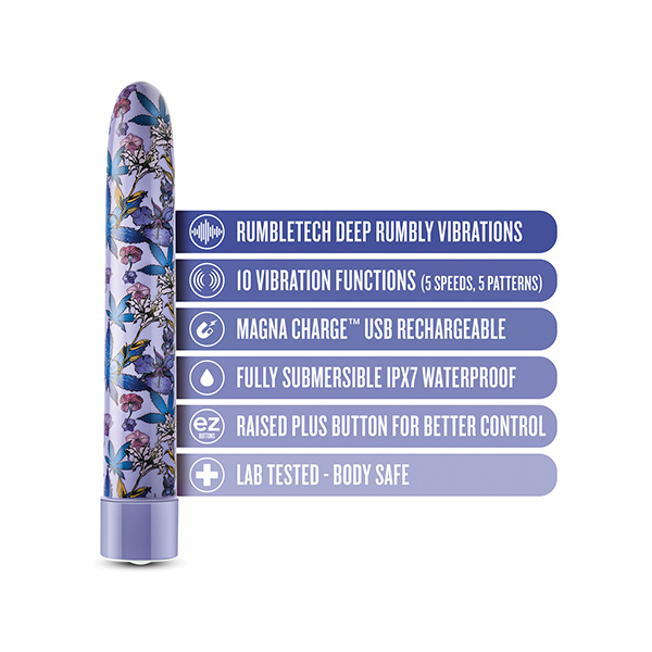 Blush Limited Addiction Floradelic 7" Rechargeable Vibe - Purple - Image 5