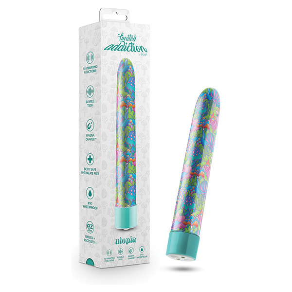 Blush Limited Addiction Utopia 7" Rechargeable Vibe - Aqua