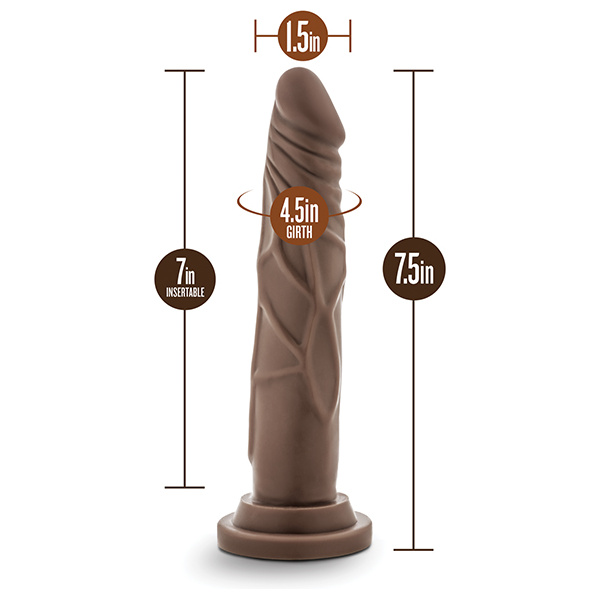 Blush Dr. Skin 7.5" Basic Realistic Cock - Chocolate - Image 2