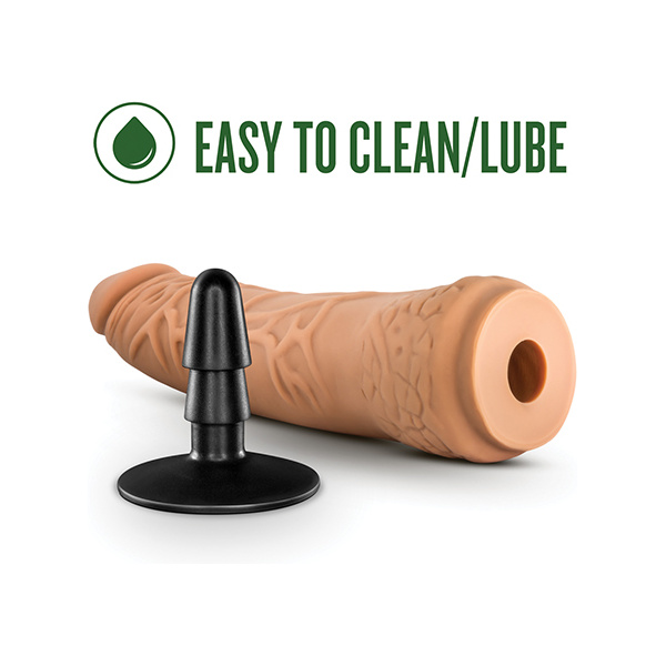 Blush Lock On 7.5" Hexanite Dildo w-Suction Cup Adapter - Mocha - Image 3