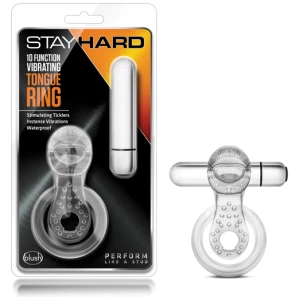 Blush Stay Hard Vibrating Tongue Ring - 10 Function Clear