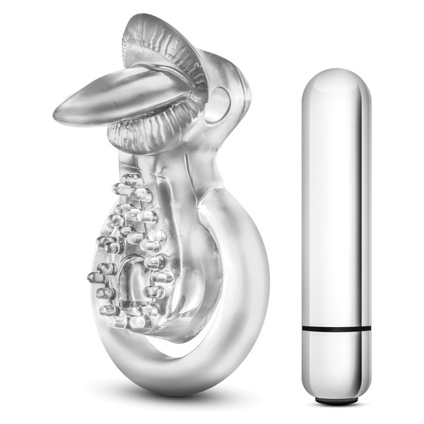 Blush Stay Hard Vibrating Tongue Ring - 10 Function Clear - Image 3
