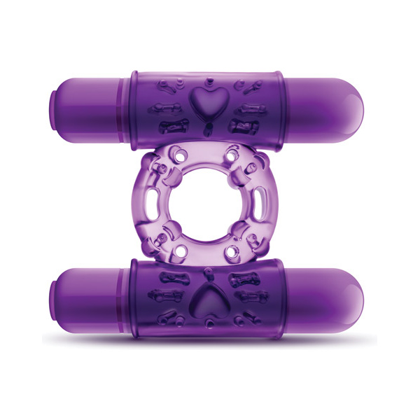 Blush Play With Me Double Play Dual Vibrating Cockring - Purple - Image 3