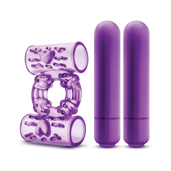 Blush Play With Me Double Play Dual Vibrating Cockring - Purple - Image 5