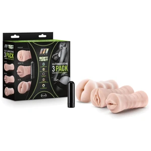 Blush M for Men Self Lubricating Vibrating Stroker Sleeve Kit - Vanilla Pack of 3