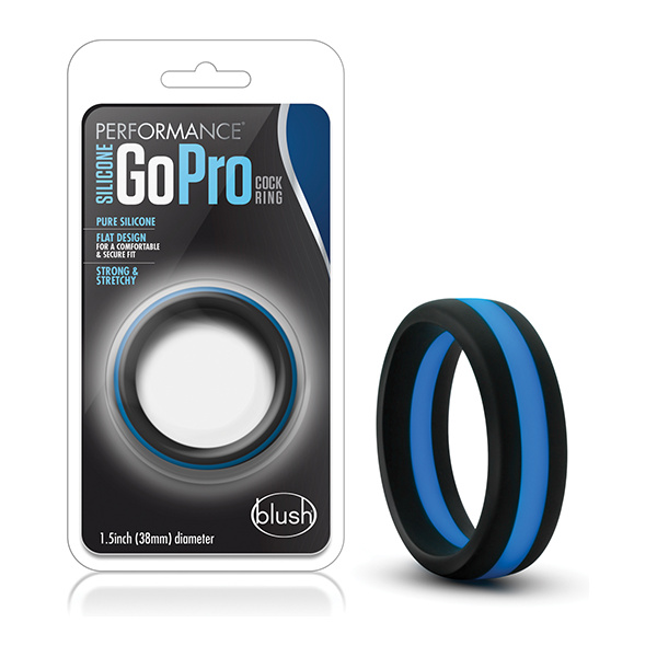 Blush Performance Silicone Go Pro Cock Ring - Black-Blue