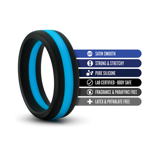 Blush Performance Silicone Go Pro Cock Ring - Black-Blue - Image 2