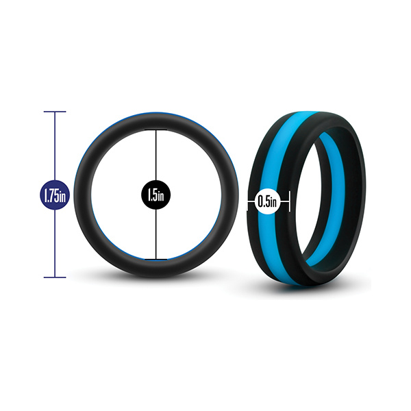 Blush Performance Silicone Go Pro Cock Ring - Black-Blue - Image 3