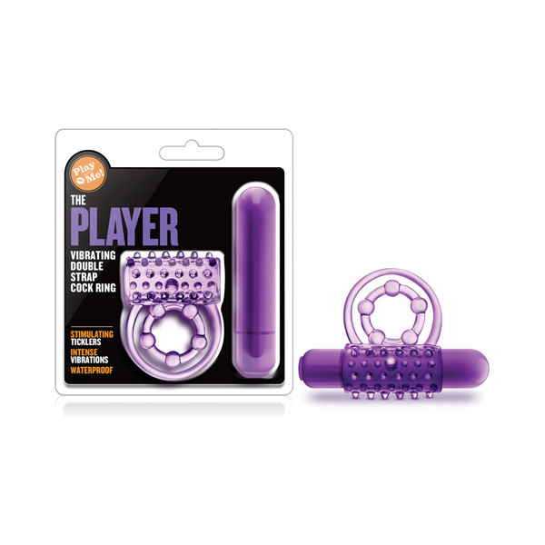 Blush Play With Me the Player Vibrating Double Strap Cockring - Purple