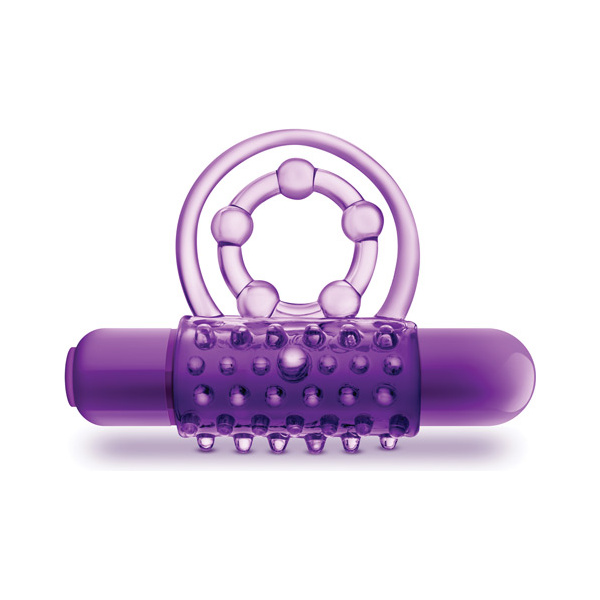 Blush Play With Me the Player Vibrating Double Strap Cockring - Purple - Image 4