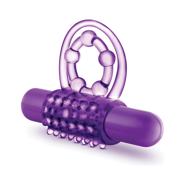 Blush Play With Me the Player Vibrating Double Strap Cockring - Purple - Image 3