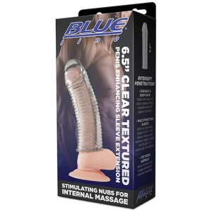 Blue Line C & B 6.5" Textured Penis Enhancing Sleeve Extension - Clear