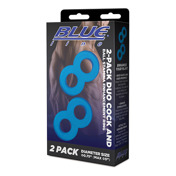 Blue Line C & B Dual Cock & Ball Stamina Enhancement Ring - Jelly Blue Pack of 2