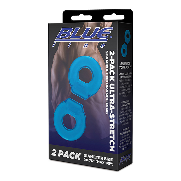 Blue Line C & B Ultra-Stretch Stamina Endurance Ring - Jelly Blue Pack of 2