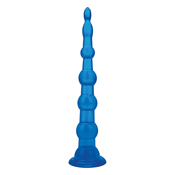 Blue Line C & B 8.5" Anal Beads w-Suction Base - Jelly Blue - Image 4