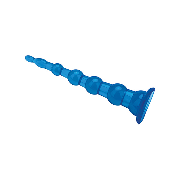 Blue Line C & B 8.5" Anal Beads w-Suction Base - Jelly Blue - Image 3