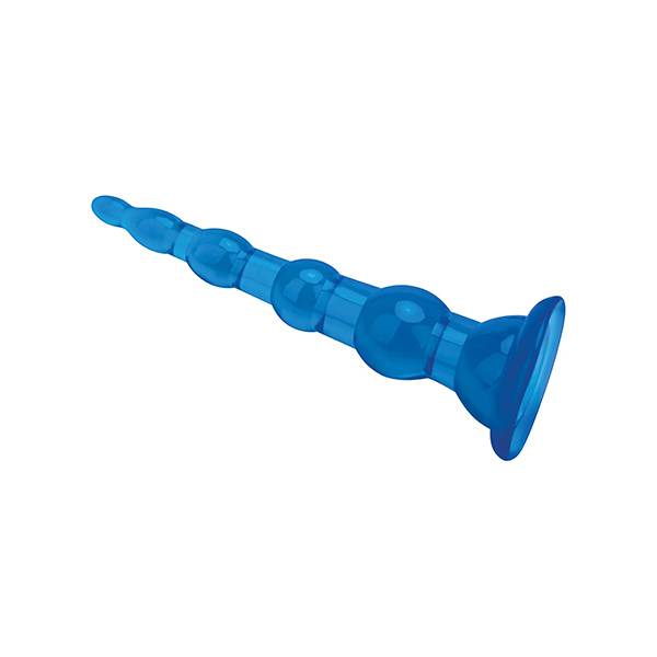 Blue Line C & B 6.75" Anal Beads w-Suction Base - Jelly Blue - Image 3