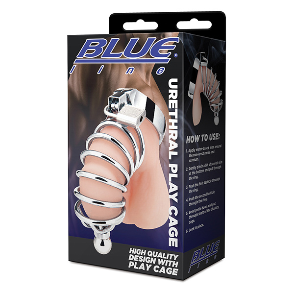 Blue Line Urethral Play Cage - Silver