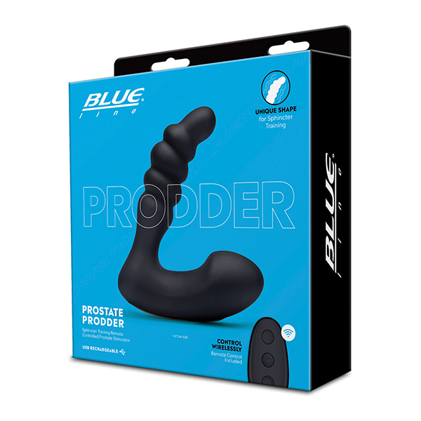 Blue Line Vibrating Prostate Prodder w-Remote - Black