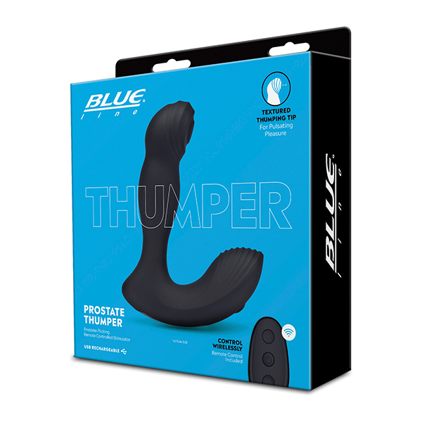 Blue Line Vibrating Prostate Thumper w-Remote - Black