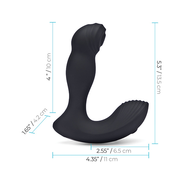 Blue Line Vibrating Prostate Thumper w-Remote - Black - Image 3