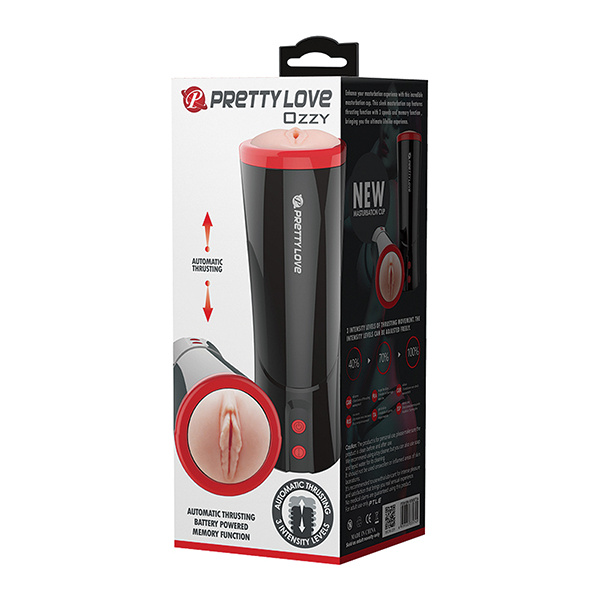 Pretty Love Ozzy Thrusting Male Masturbator w-Flesh Sleeve - Black