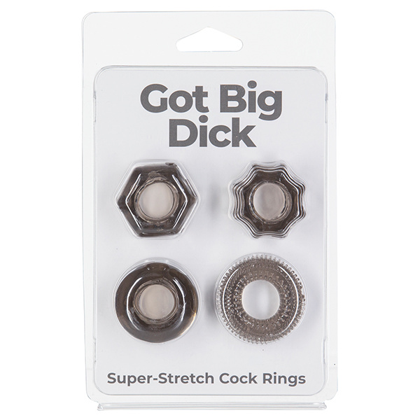 Got Big Dick 4 Pack Cock Rings - Black