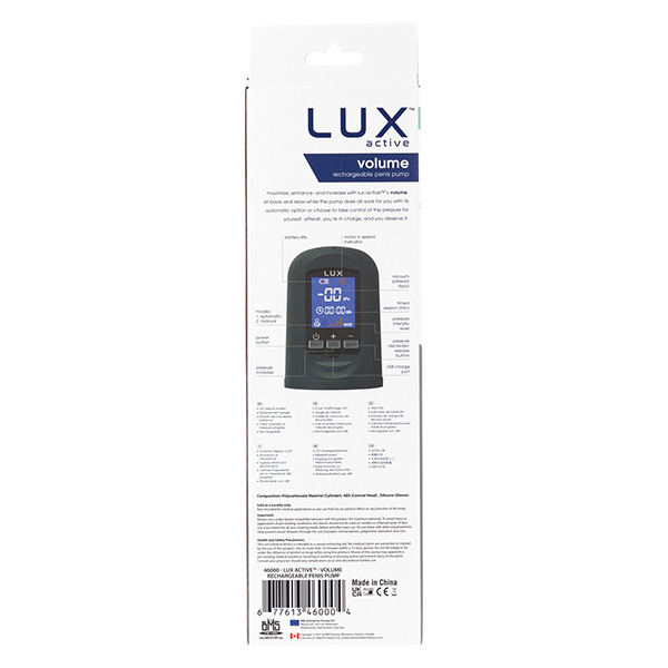Lux Active Volume Rechargeable Penis Pump - Black - Image 5