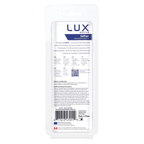 Lux Active Tether Adjustable Cock Tie - Black - Image 3