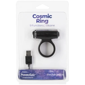 Cosmic Cock Ring w-Rechargeable Bullet - 9 Functions Black