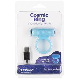 Cosmic Cock Ring w-Rechargeable Bullet - 9 Functions Glow in the Dark