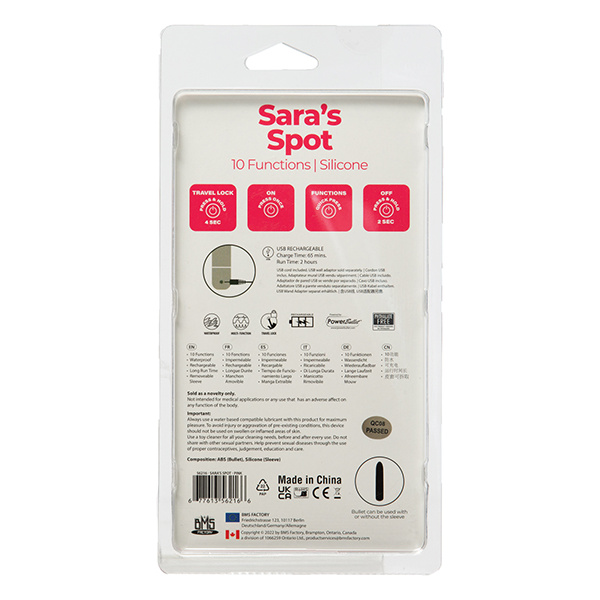 Sara's Spot Rechargeable Bullet W/g Spot Sleeve - 10 Functions - Image 5