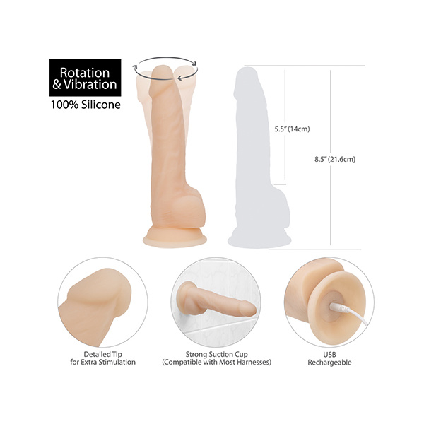 Naked Addiction 8" Rotating & Vibrating Dong - Flesh - Image 5