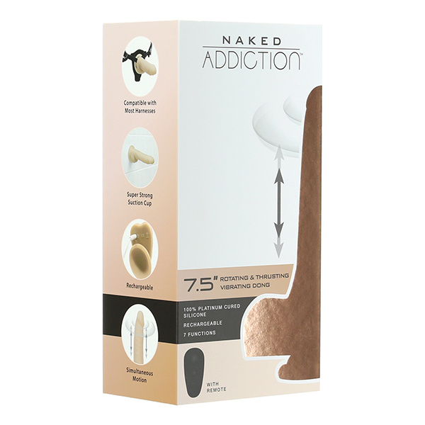 Naked Addiction The Freak 7.5" Rotating & Thrusting Vibrating Dong - Ivory